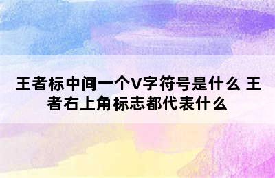 王者标中间一个V字符号是什么 王者右上角标志都代表什么